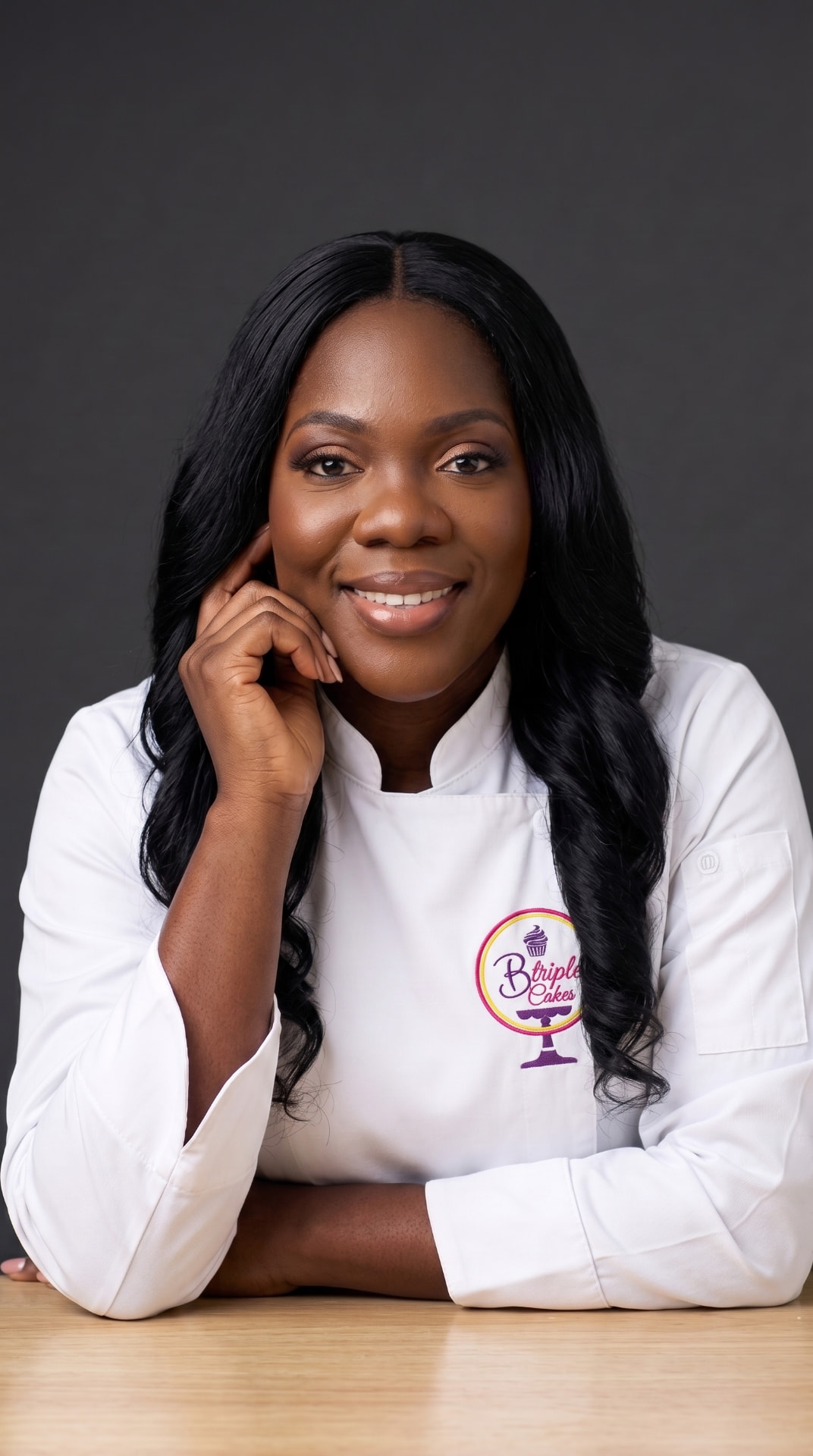 Founder of Btriplecakes in chef whites